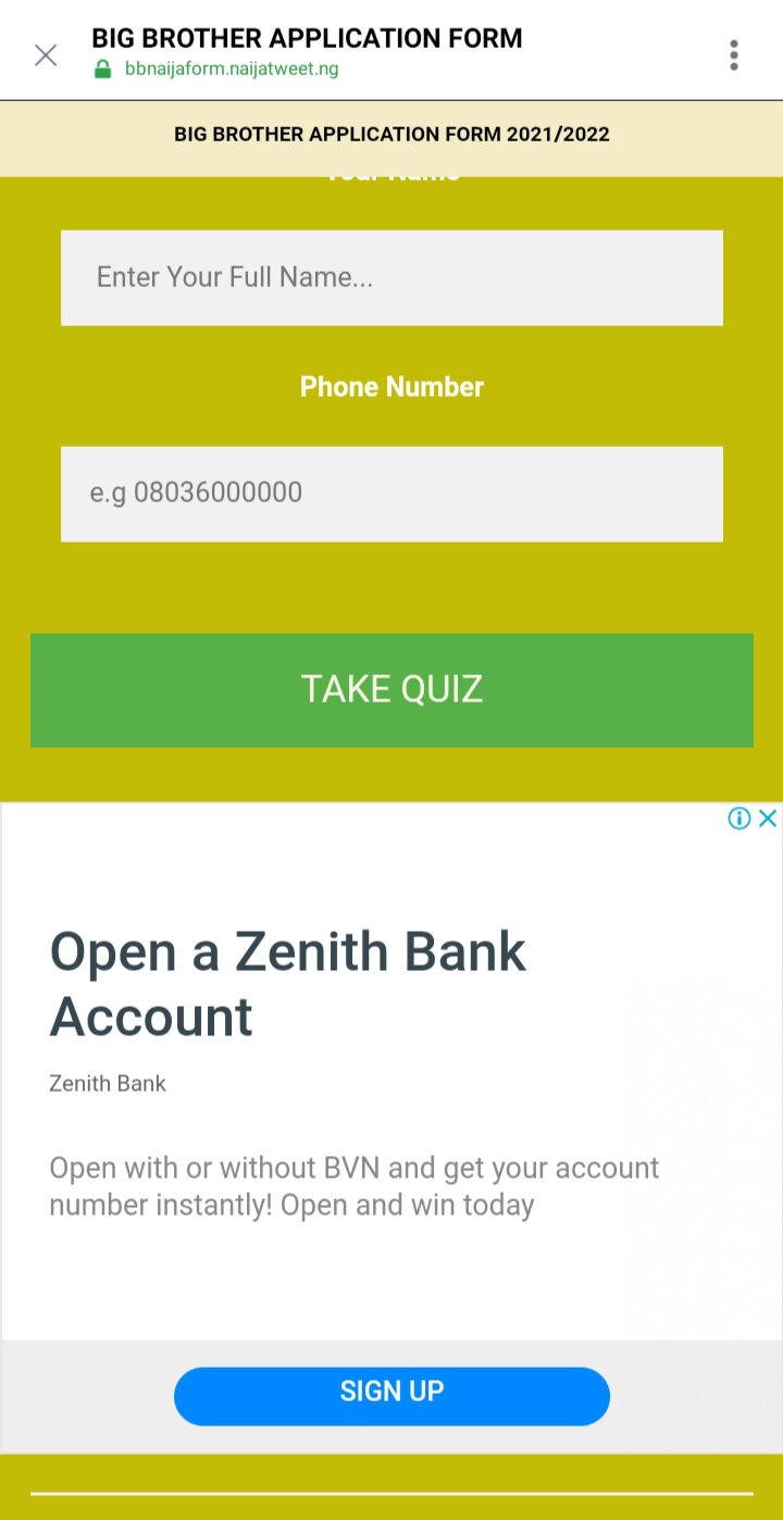 Fake BBNaija Form