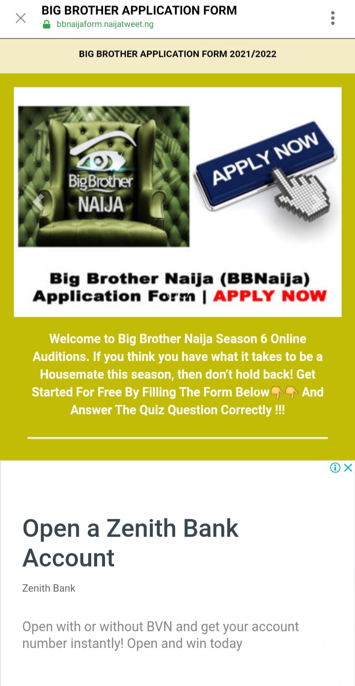 Fake BBNaija Form