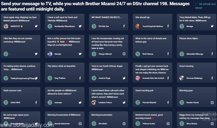 BBMzansi Message to TV Display